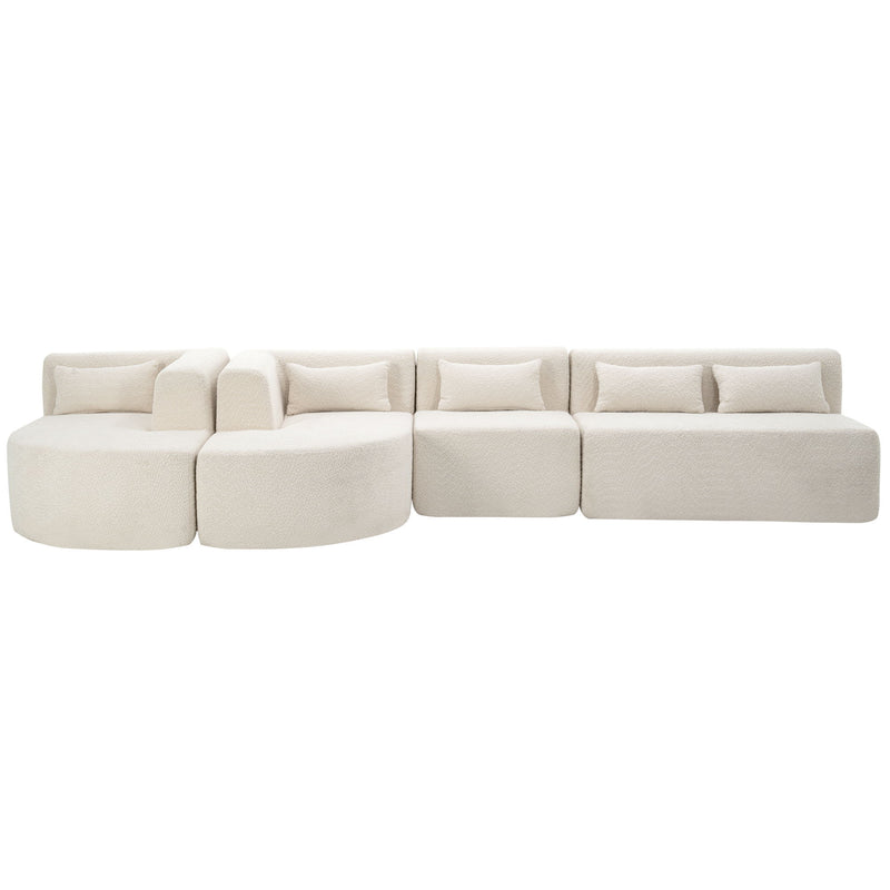 Upholstered Sofa Free Combined Sofa Couch With Two Chaise Lounge And Five Back Pillows For Living Room