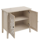 2 Door Carved Storage Cabinet With Adjustable Shelf, Accent Furniture