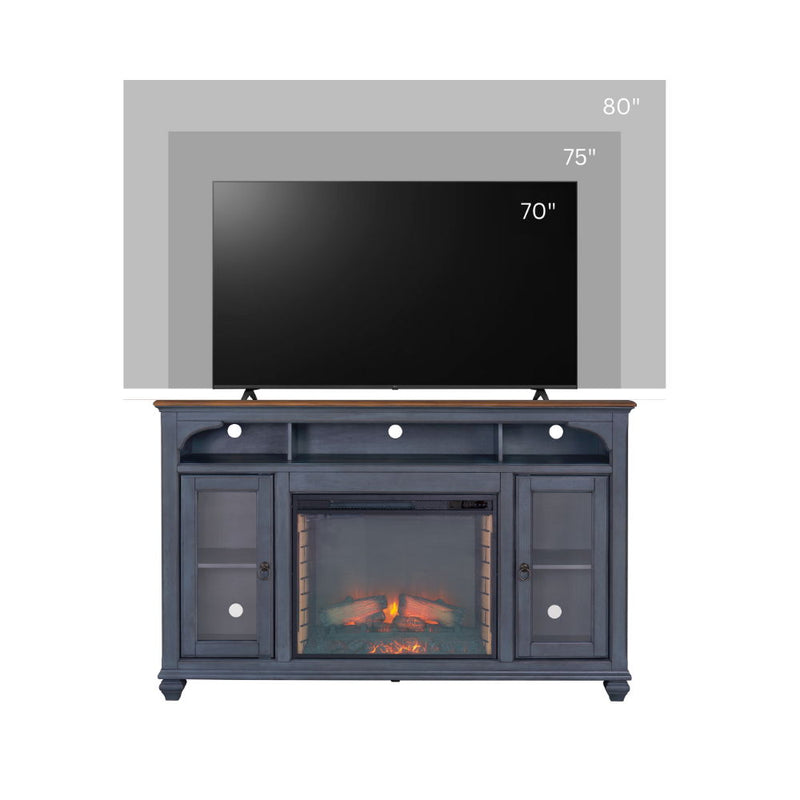 Americana - 66 In Fireplace TV Stand For TVs Up To 80" - Blue