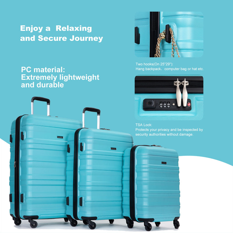 Expandable 3 Piece Luggage Sets Lightweight & Durable Suitcase, Spinner Wheels, Tsa Lock