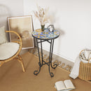 French Country Patio Side Table With Vibrant Tile Top