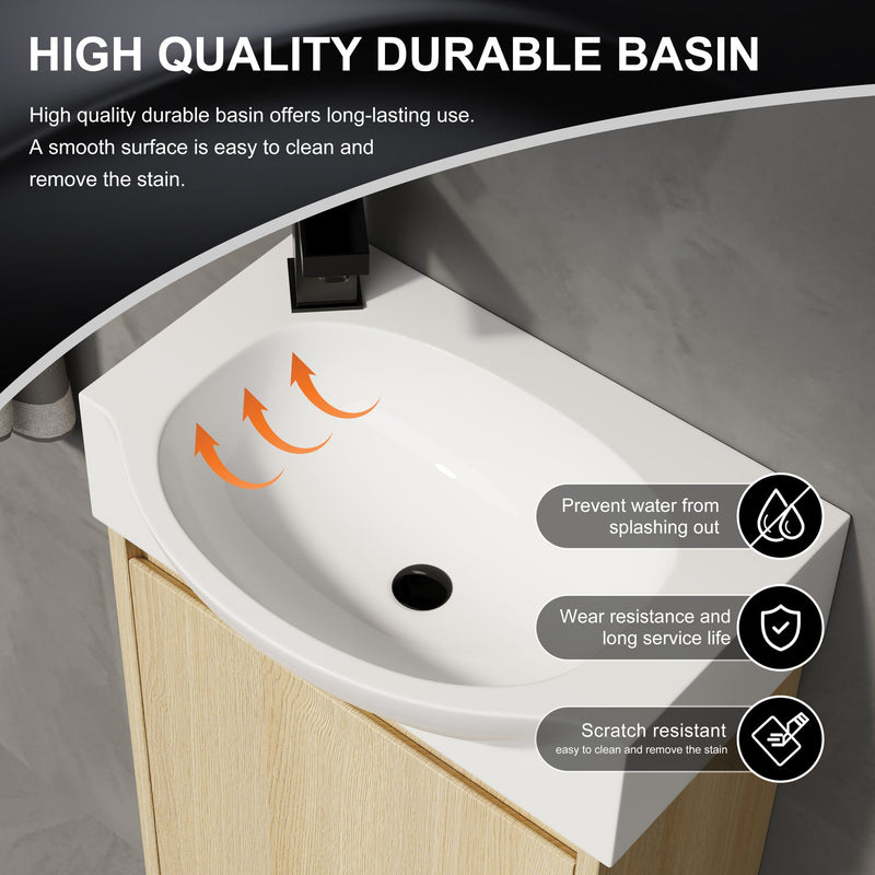 Modern Bathroom Vanity With Ceramic Basin, Wall Mounted Floating Sink Combo, Storage Cabinet