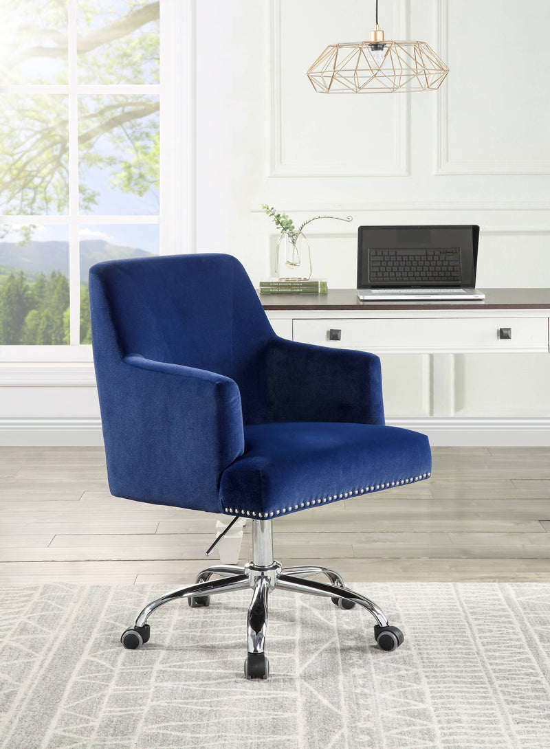 Trenerry - Velvet Office Chair - Blue / Chrome