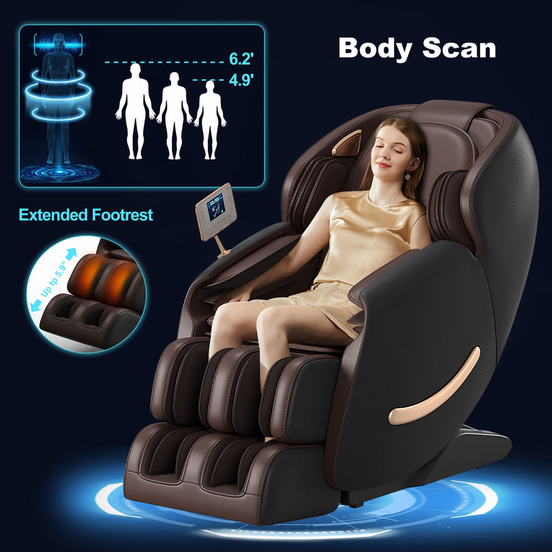 Deluxe - Massage Chair, Full Body Zero Gravity Recliner With Ai Voice Control, Sl Track, Bluetooth, Foot Rollers, Airbags, Heating - Black