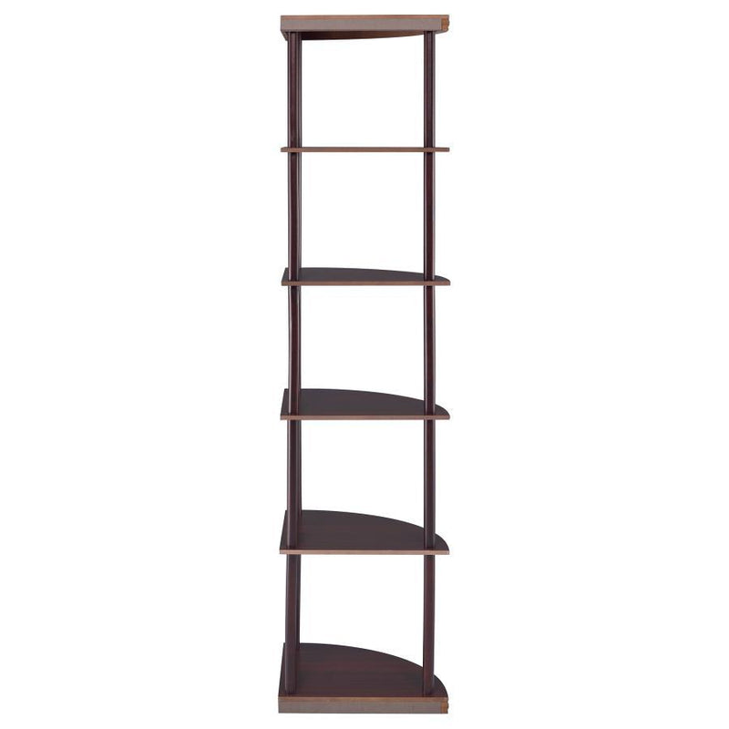 Bonwick - 5-Shelf Corner Bookshelf - Cappuccino