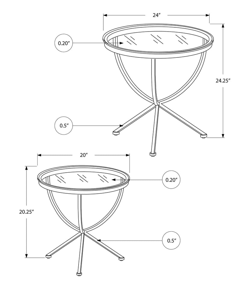 Accent Nesting Table Clear Tempered Glass For Living Room (Set of 2) - Silver