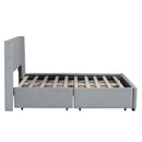 Full Size Upholstered Bed with 4 Drawers, Gray