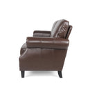 Contemporary Loveseat With Nailhead Trim - Dark Brown