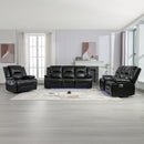 Home Theater Recliner Set Manual Recliner Chair With A LED Light Strip Two Built-In Cup Holders For Living Room