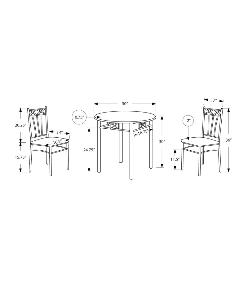 Dining Table Set Small Round 3 Pieces Set