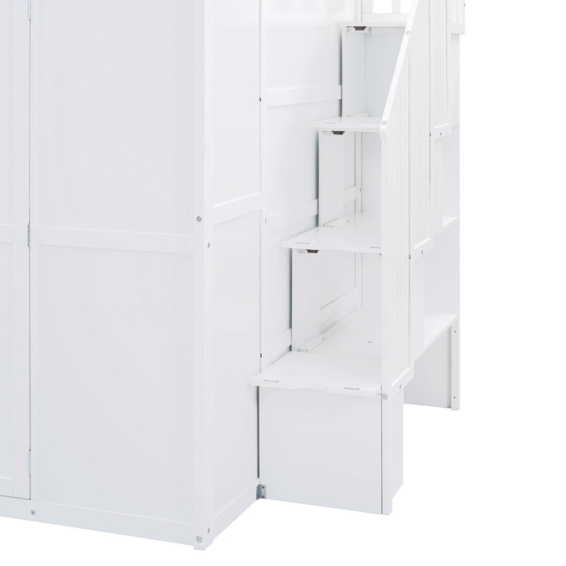 Loft Bed With Wardrobe, Desk And Shelves