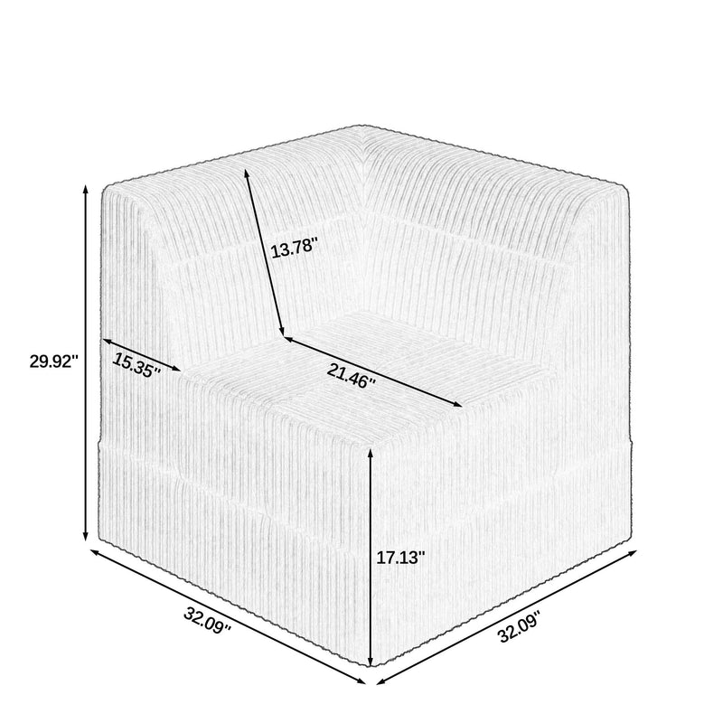 Modern Minimalist L Shape Modular Sectional Sofa, Sleeper Corduroy Couch