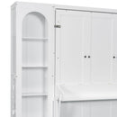 French Style Murphy Platform Bed With Shelf, Side Cabinets, Drawers And LED