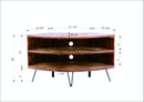 Fan Shape Reclaimed Wood Corner Media Table For Living Room Wise Use Your Space - Natural