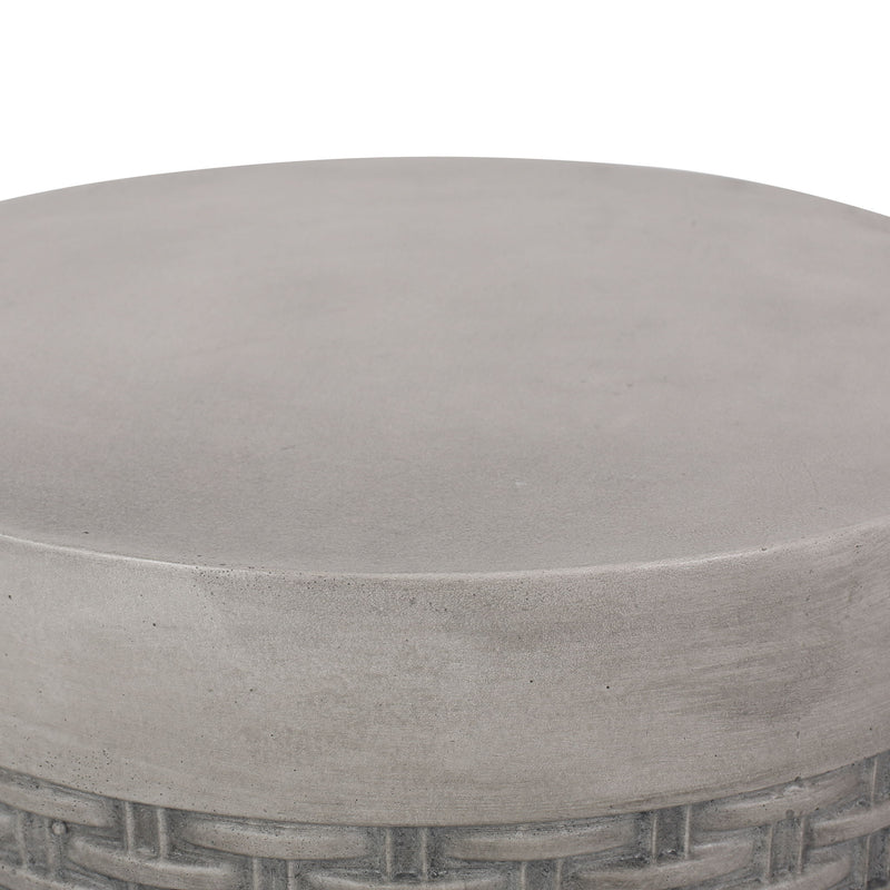 Outdoor Lightweight End Table Round Concrete Outdoor Side Table - Natural