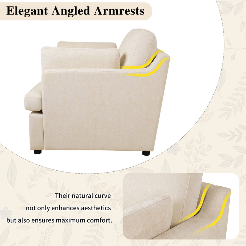 Oversized Accent Chair Comfortable Armrest Cushions, Versatile Neutral Style, Elegant Design, Durable Frame