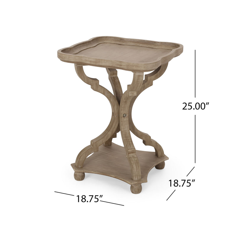 French Country Accent Table With Hourglass Design - Natural