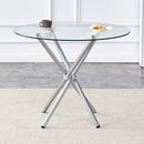 Modern Round Clear Glass Dining Table With Unique Metal Legs For 4 6 People - Silver