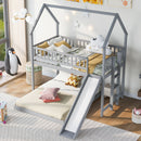 House Bunk Bed With Slide And Built In Ladder