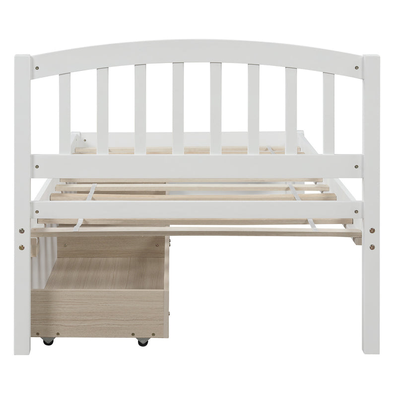 Twin Platform Storage Bed Wood Bed Frame with Two Drawers and Headboard, White (Previous SKU: SF000062KAA)