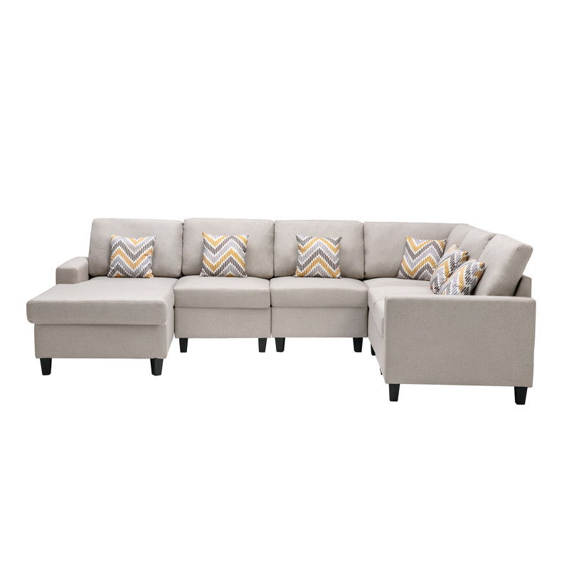 Nolan - Fabric 6 Piece Sectional Sofa With Pillows And Interchangeable Legs