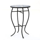 Outdoor Round Side Table With Mosaic Style Top And Curved Iron Legs - Blue / Matte Black