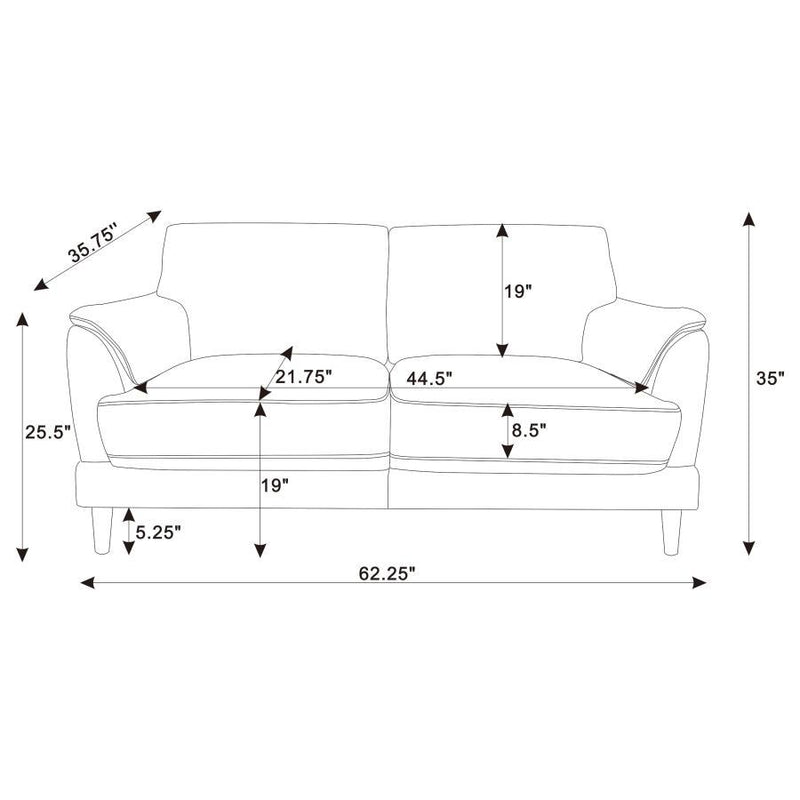 Selma - Velvet Upholstered Crescent Arm Loveseat - Rust