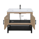 Modern Freestanding Bathroom Vanity With Ceramic Sink, Hot And Cold Faucet, Storage Cabinet & Open Shelf