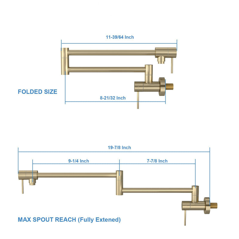 Modern Design Pot Filler Faucet Wall Mount Kitchen Sink, Folding Stretchable