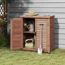 Potting Bench With Storage Cabinet And Metal Table Top For Outdoor