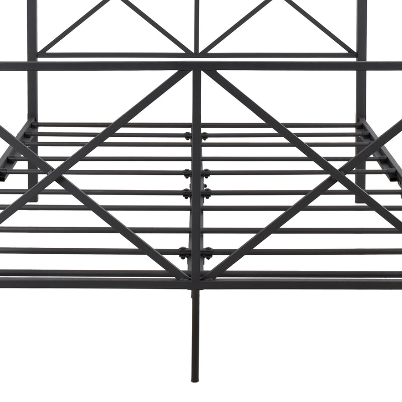 Metal Canopy Bed Frame, Platform Bed Frame Queen with X Shaped Frame Queen Black（same as W84034643）
