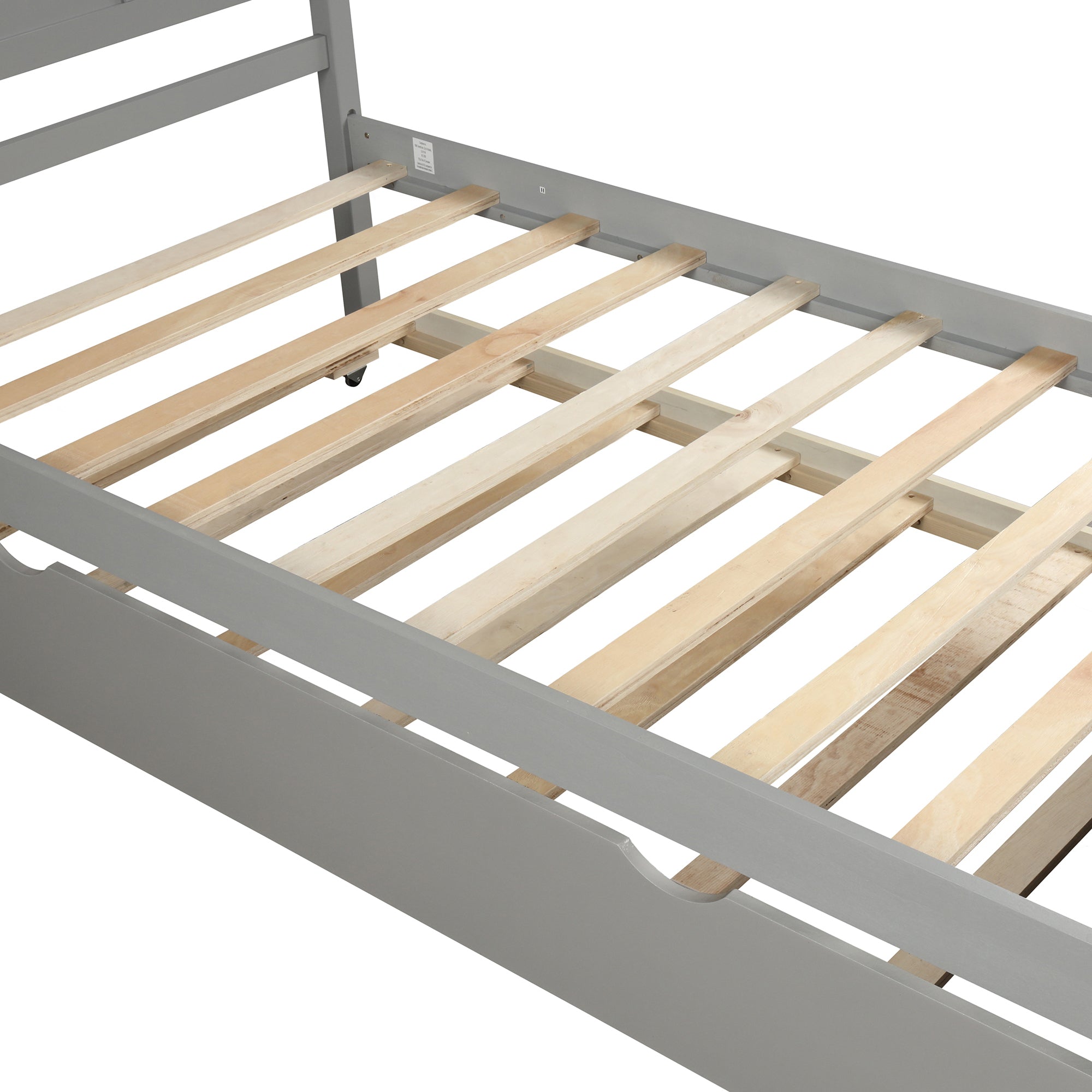 Platform Bed with Twin Size Trundle, Twin Size Frame, Gray - Atlantic Fine Furniture Melbourne FL