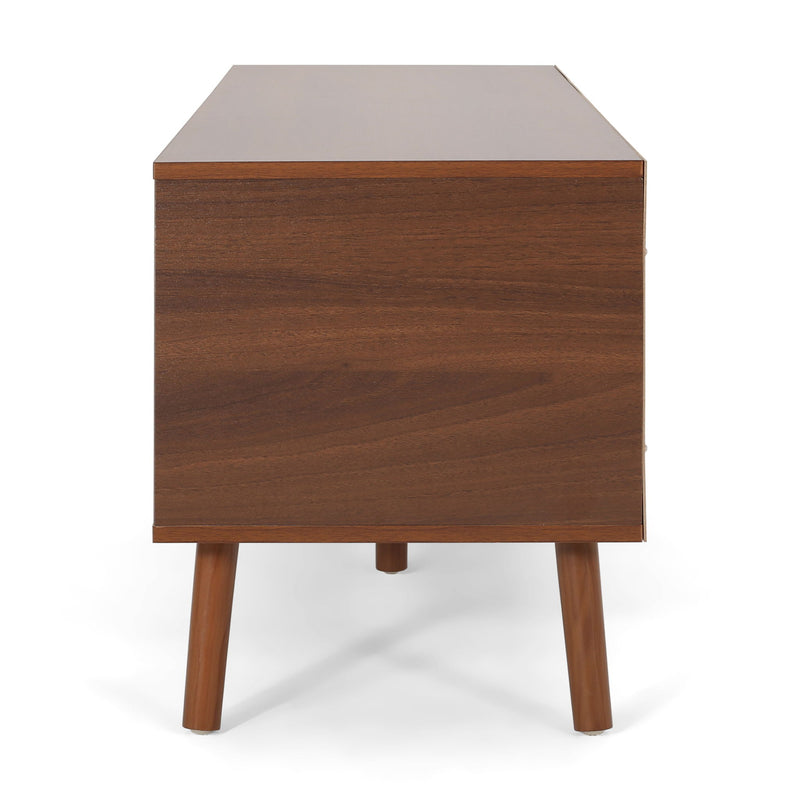 TV Stand With Shelves And Splayed Legs - White / Walnut
