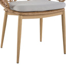 Kirk - Outdoor Wicker Peacock Shape Papasan Style Chair, Teak Finished Leg (Set of 2) - Beige / Light Brown / Light Teak