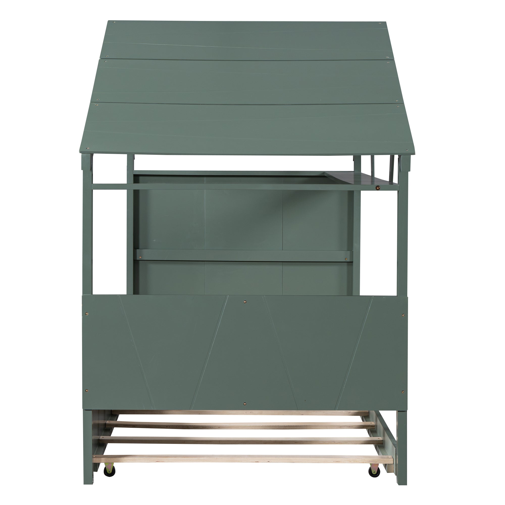 Wood Twin Size House Bed with Trundle and Storage, Green - Atlantic Fine Furniture Melbourne FL