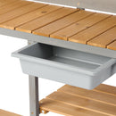 Outdoor Potting - Bench, Workstation Table With Cabinet For Backyard Garden Supplies - Gray / Brown