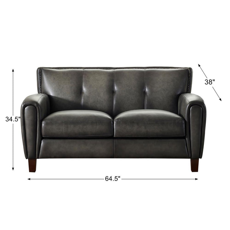 Weldon - Leather Loveseat - Gun Ash