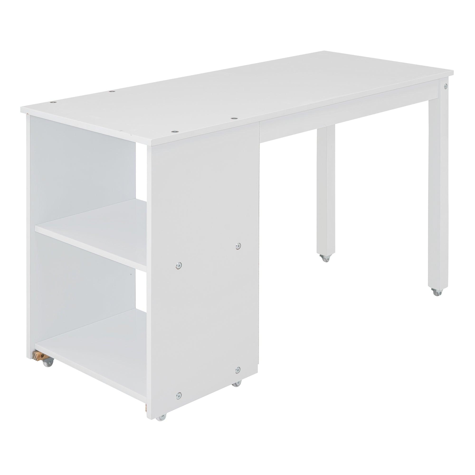 Twin Size Loft Bed with Rolling Cabinet, Shelf and Tent - White - Atlantic Fine Furniture Melbourne FL