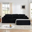 Modern Minimalist L Shape Modular Sectional Sofa, Corduroy Couch