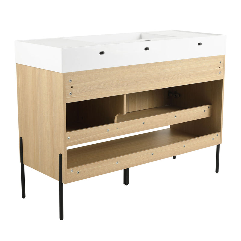 Modern Bathroom Vanity Combo With Single Resin Sink And Storage Cabinet