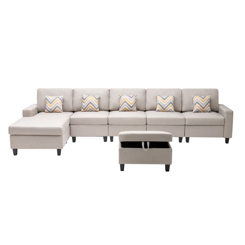 Nolan - Fabric 6 Piece Sectional Sofa With Pillows And Interchangeable Legs