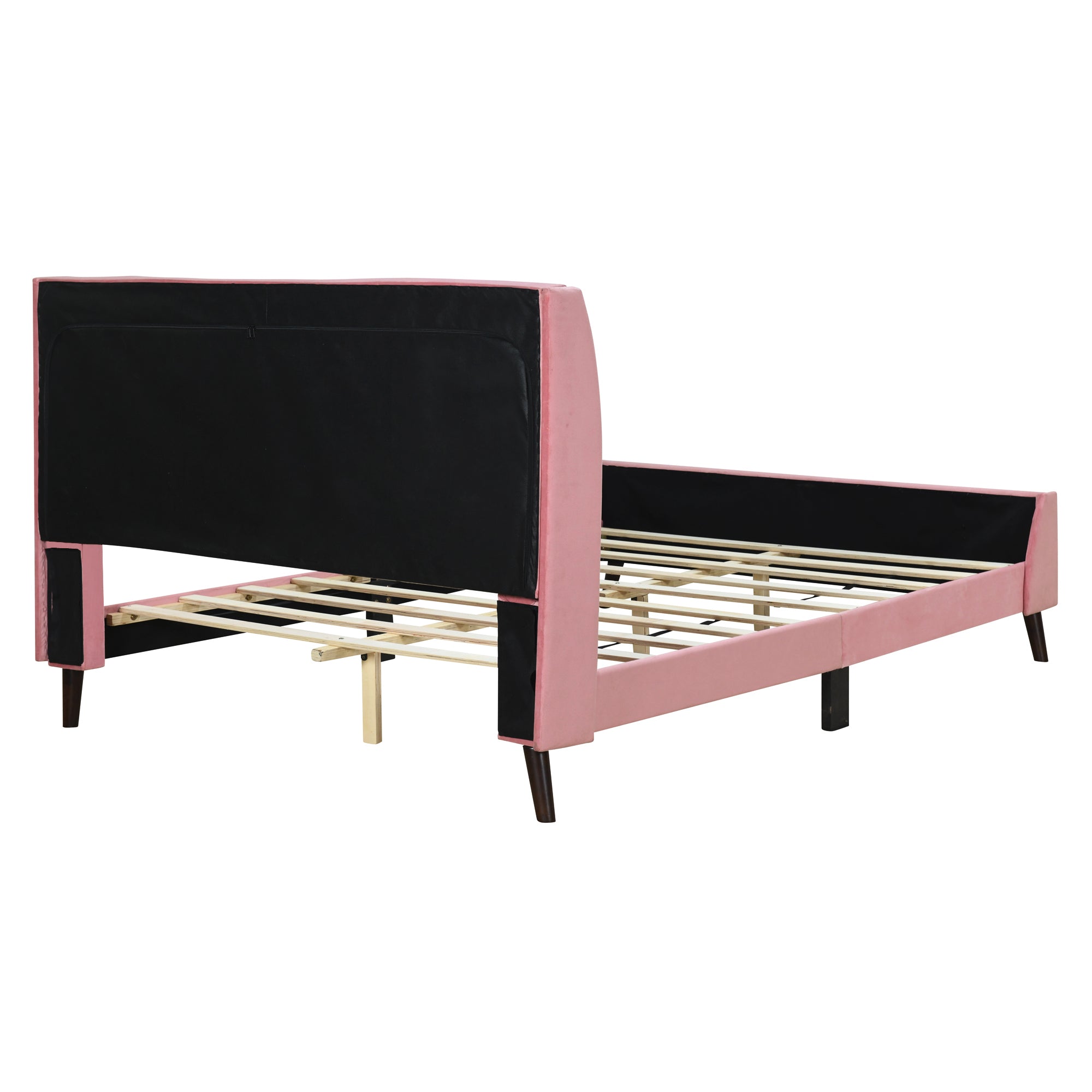 Queen Size Upholstered Platform Bed, Velvet, Pink - Atlantic Fine Furniture Melbourne FL