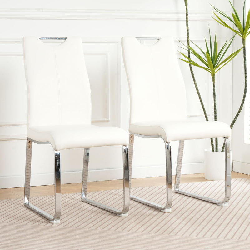 Modern Upholstered Dining Chair Electroplated Metal Legs (Set of 2)