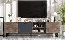 Modern TV With 3 Cabinets & Open Shelves, Color-Matching Media Console Table For Tvs Up To 80'', Entertainment Center With Drop Down Door For Living Room - Dark Brown