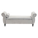 Luxurious Velvet Multifunctional Storage Ottoman Bench With Pillow