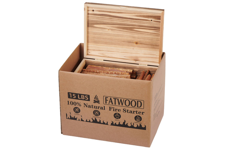 15 Lbs Fatwood Fire Starter Sticks With Box, 100% Natural Kindling Wood, Pine Firewood Firestarter For Campfire, Stove, Fireplace, Bonfires, Grill - Natural
