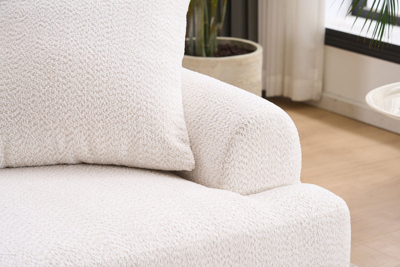 Compression Sofa: 4 Seater Combined Sofa, Crochet Yarn Fabric, Full Sponge Compression Sofa, Combined Sofa With 4 Pillows For Home Living / Home Furniture / Apartment - Beige