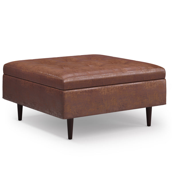 Shay - Large Square Coffee Table Storage Ottoman Mid-Century Style