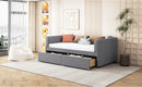Twin Size Upholstered Daybed with Ergonomic Design Backrest and 2 Drawers, Gray
