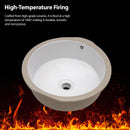 Ceramic Round Undermount Bathroom Sink With Overflow, European Style - White